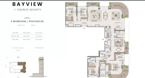 باي فيو من إعمار: مخطط الطابق Unit 01 Level 49-53, 4,462 sq ft