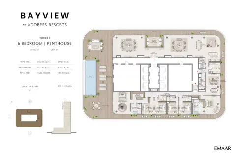 باي فيو من إعمار: مخطط الطابق Unit 01 Level 57, 11,683 sq ft