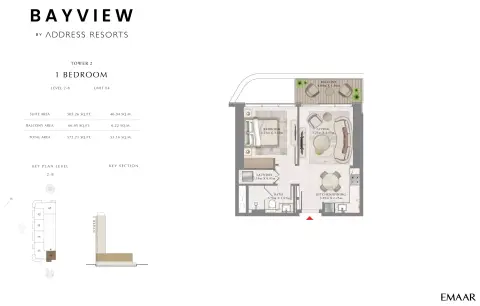 باي فيو من إعمار: مخطط الطابق Unit 4, Level 2-8, 527 sq ft