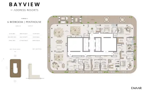 باي فيو من إعمار: مخطط الطابق Unit 1, Level 42, 11,738 sq ft