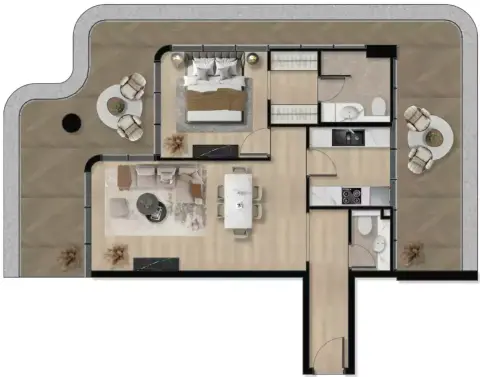 Orvessa Residences: Plattegrond Type A, 1,122 sq ft