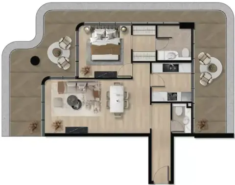 Orvessa Residences: Plattegrond Type C, 1,146 sq ft