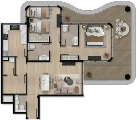 Orvessa Residences: Plattegrond Type A, 1,357 sq ft