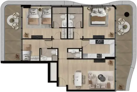 Orvessa Residences: Plattegrond Type C, 1,494 sq ft
