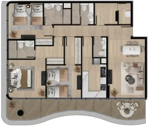 Orvessa Residences: Plattegrond Type A, 1,600 sq ft