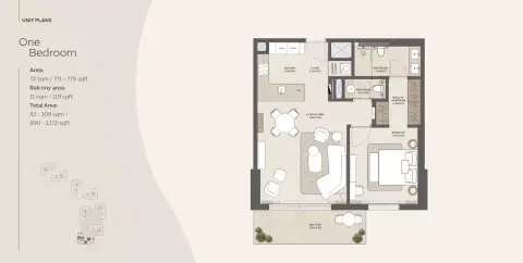 Dana Expo Valley Views: Floor plan Type 01, 890 sq ft