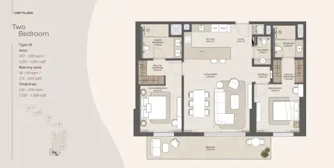 Dana Expo Valley Views: Floor plan Type 01, 1,332 sq ft