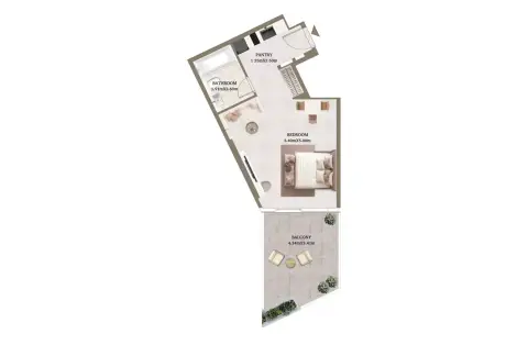 Art House Hills: Floor plan Type 1, 480 sq ft