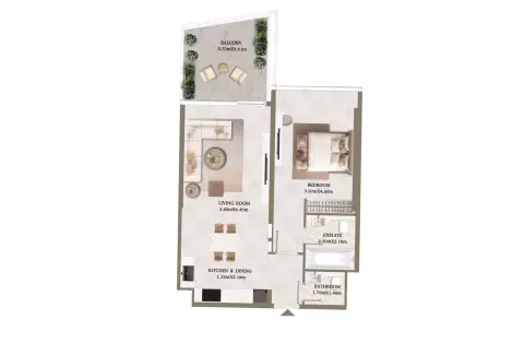 Art House Hills: Floor plan Type 1, 850 sq ft