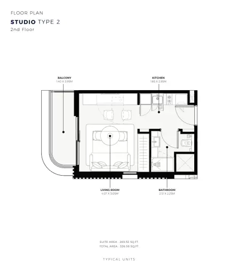 Azizi Sikander: Floor plan Type 2, 356 sq ft