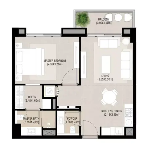 Nshama Camden: फ़्लोर प्लान Type A, 662 sq ft