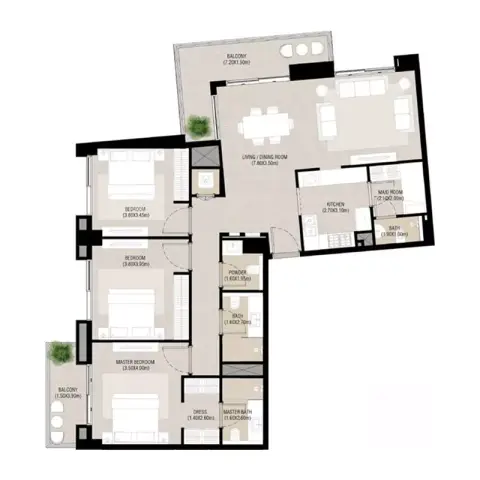 Nshama Camden: फ़्लोर प्लान Type A, 1,584 sq ft