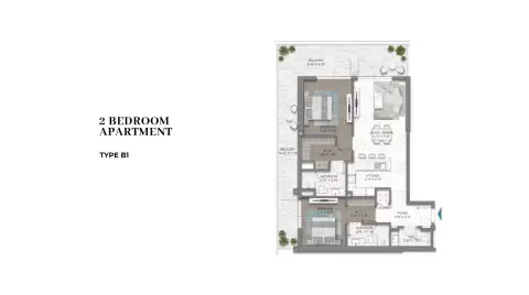 DAMAC Riverside Views Capri 2: Floor plan Type B1