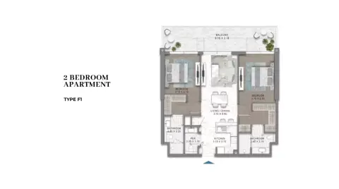DAMAC Riverside Views Capri 2: Floor plan Type F1