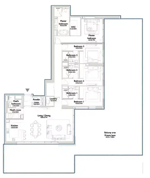 East Residence 5 At Serenia District: Floor plan Type A, 2,745 sq ft