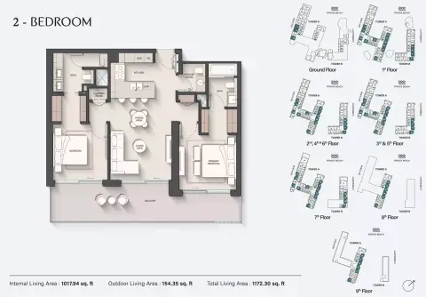 Ellington Sands: Floor plan Type 1, 1,172 sq ft