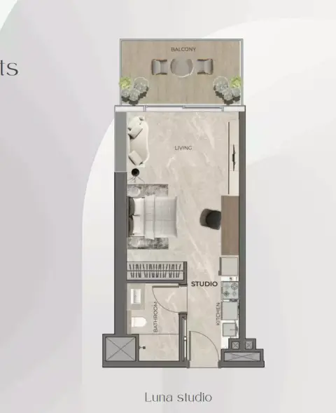 Beverly Grande: फ़्लोर प्लान Type B, 675 sq ft