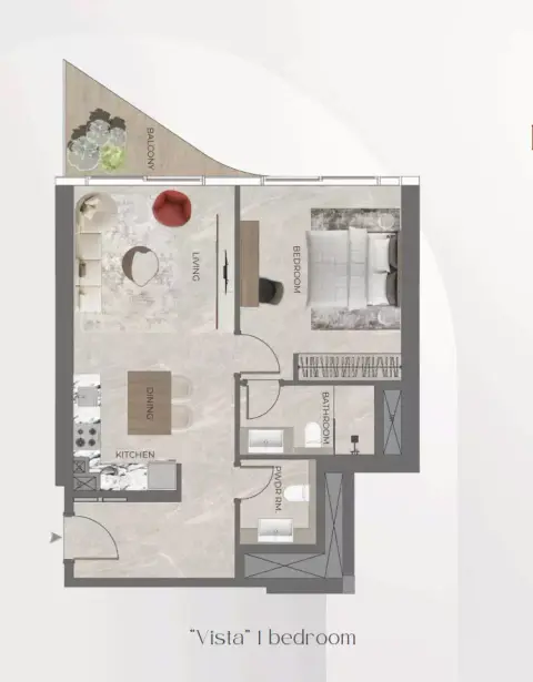 Beverly Grande: फ़्लोर प्लान Type C, 685 sq ft