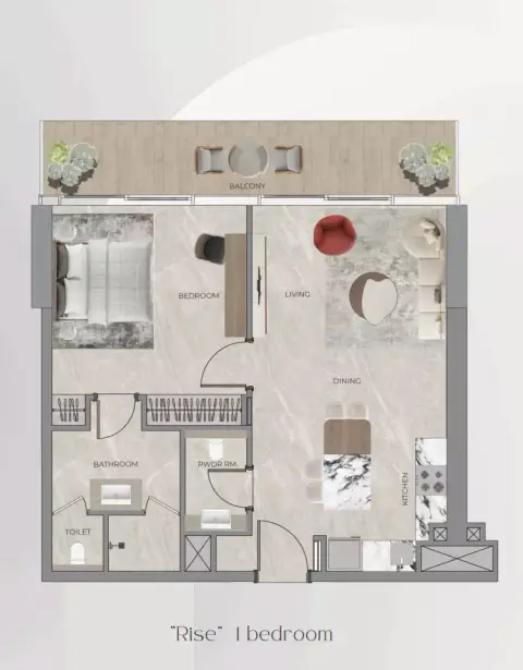 Beverly Grande: फ़्लोर प्लान Type B, 1,143 sq ft