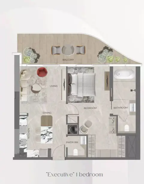 Beverly Grande: फ़्लोर प्लान Type A, 685 sq ft