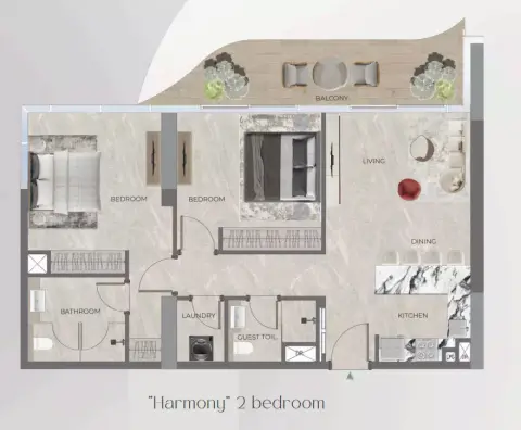 Beverly Grande: फ़्लोर प्लान Type B, 1,744 sq ft