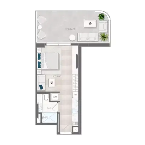 ELAR1S Axis: Планировка Type 1, 426 sq ft
