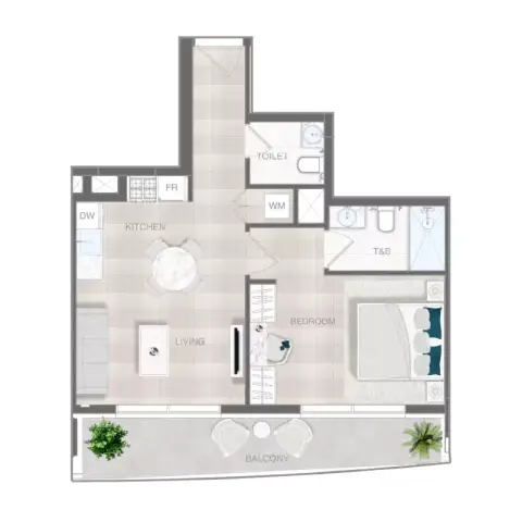 ELAR1S Axis: Планировка Type 1, 642 sq ft