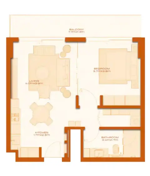 Modo at Avenew 88: Floor plan Type 1, 624 sq ft