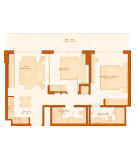 Modo at Avenew 88: Floor plan Type 1, 968 sq ft