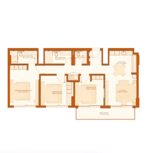 Modo at Avenew 88: Floor plan Type 1, 1,259 sq ft