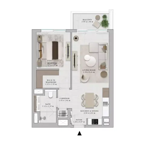 Rosehill: Floor plan Type A, 741 sq ft