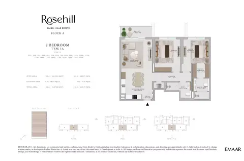 Rosehill: Floor plan Type 1A, 1,187 sq ft