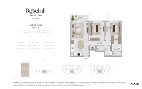 Rosehill: Floor plan Type 1A, 1,186 sq ft