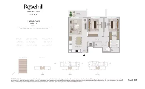 Rosehill: Floor plan Type 1A, 1,186 sq ft