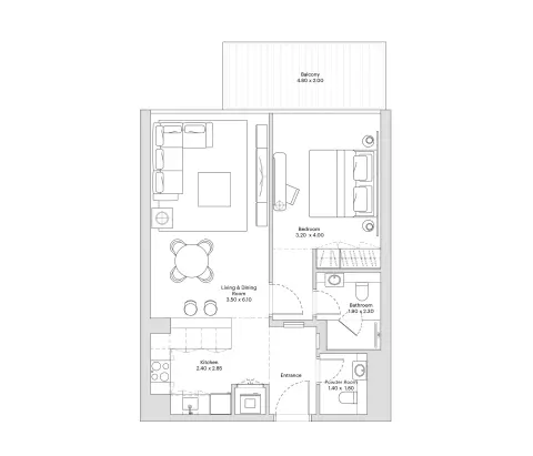 Eleve: Floor plan Type C, 782 sq ft