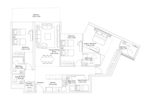 Eleve: Floor plan Type A, 1,634 sq ft