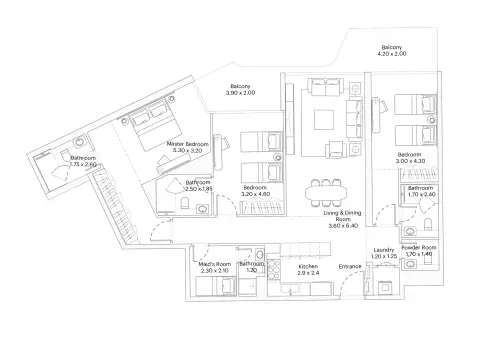Eleve: Floor plan Type B, 1,633 sq ft
