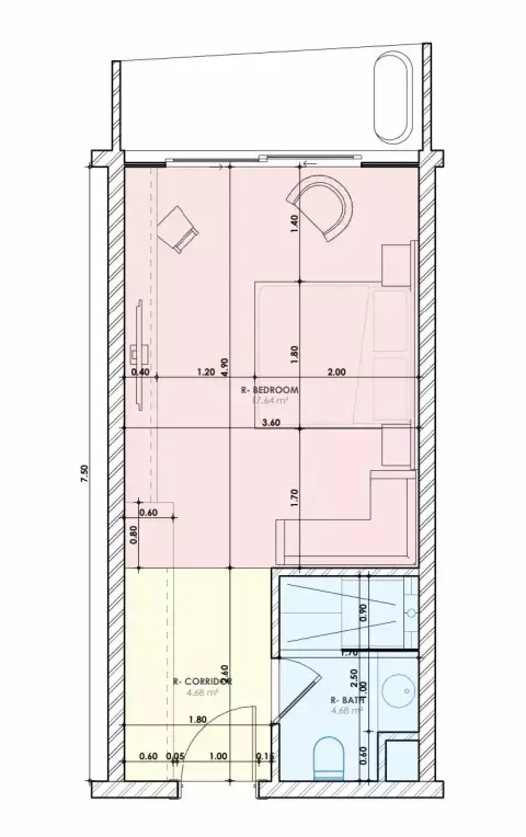 The Royal Yacht: Floor plan Type A, 353 sq ft