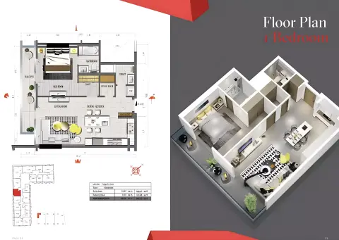 Tonino Lamborghini Phase 3: Floor plan Type A, 831 sq ft