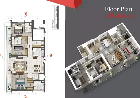 Tonino Lamborghini Phase 3: Floor plan Type A, 1,511 sq ft