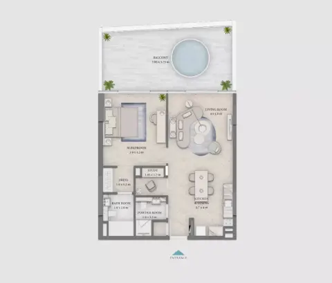 Beach Walk Residences 4: Floor plan Type B, 1,113 sq ft