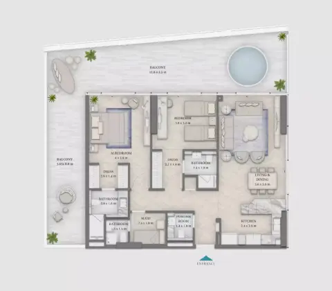 Beach Walk Residences 4: Floor plan Type B, 1,872 sq ft