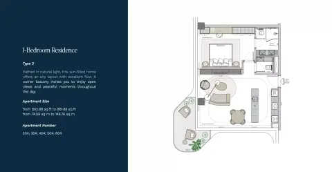 Helvetia Marine: Plan Type 2, 802 sq ft