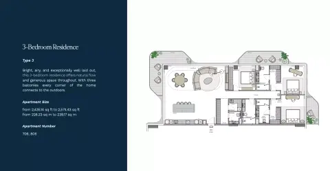 Helvetia Marine: Plan Type 3, 2,435 sq ft