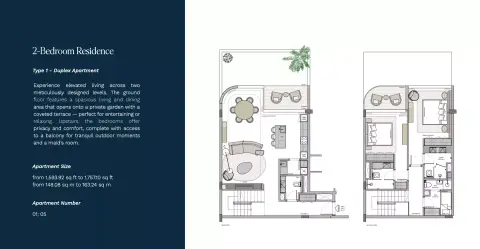 Helvetia Marine: Plan Type 1, 1,593 sq ft