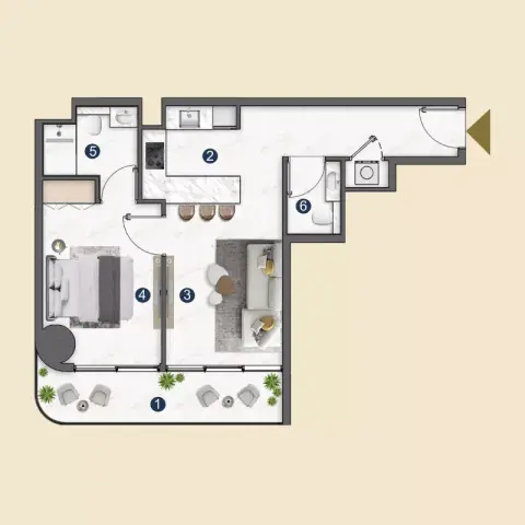 VOXA: फ़्लोर प्लान Type A, 683 sq ft