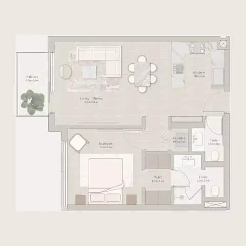 Émerge Residences: Floor plan Type 1, 684 sq ft