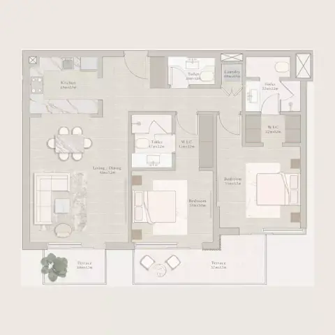 Émerge Residences: Floor plan Type 1, 1,036 sq ft