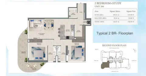 Maravea Residences: Floor plan Type 1, 1,363 sq ft