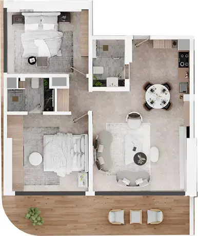 Electra: Floor plan Type B, 1,098 sq ft